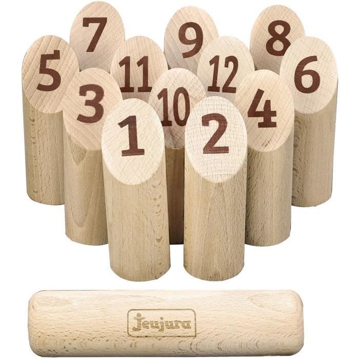 Jeu de quilles à lancer en hêtre - Juraquilles de JEUJURA - Extérieur pour enfants dès 3 ans