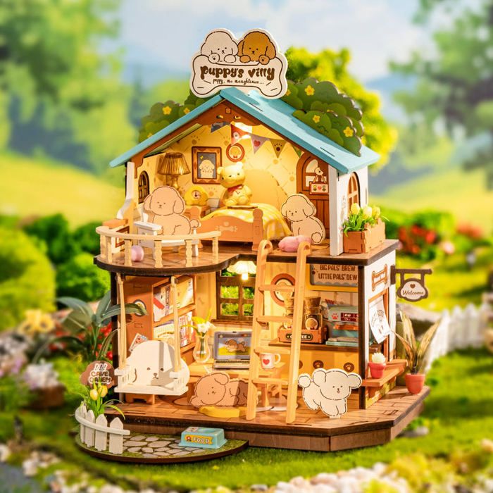 Mini Dollhouse - ROBOTIME Maison miniature à faire soi-même Rolife Puppys Cozy Villa
