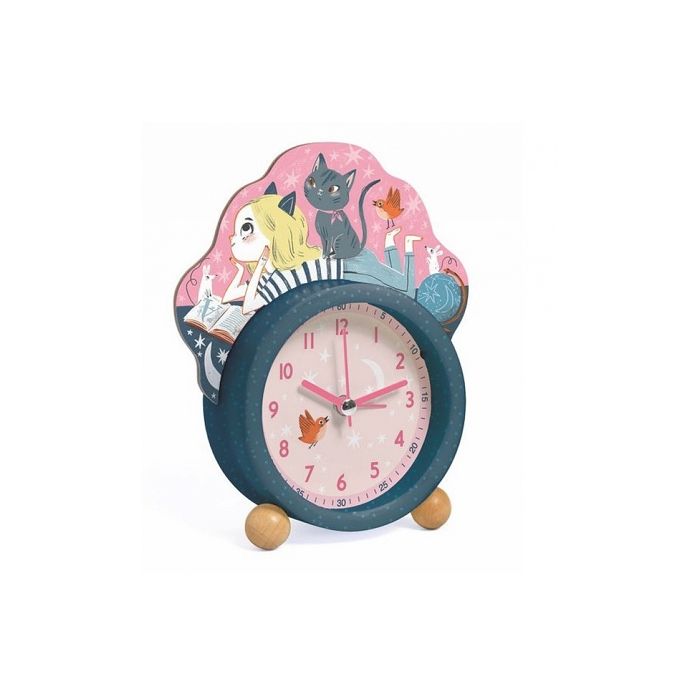 Réveil enfant - DJECO - Petit chat bleu - Pour apprendre lheure - Avec bouton lumière