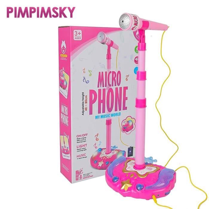 Microphone karaoké - PIMPIMSKY - Jouet chantant - Rose/Bleu - Durable - Éducatif