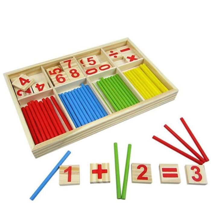 Jeu Numérique Bâtons Bois Montessori Mathématiques Intelligence Préscolaire Jouet éducatifs pour enfants Ensembles daide à lensei
