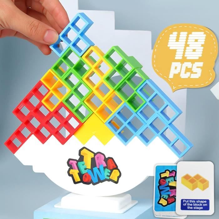 Jeu de société - Tetra Tower Game - 48PCS - Adulte & Enfants - Jeu déquilibre - Jeu de voyage