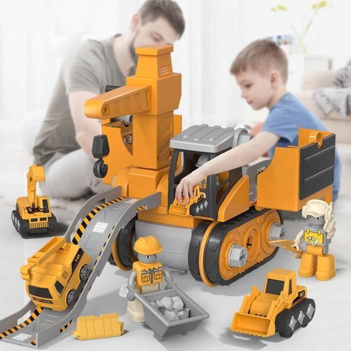 Jouet Camion - DIY - Véhicules de Construction - Plastique ABS - 4 Modèles Transformables - 49x22x19cm