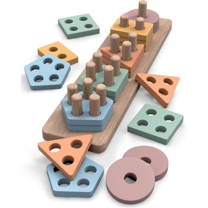 Jouet dactivité et de Développement Bebe 1 2 3 an Montessori Bois Puzzle Enfant 1 2 3 Ans Cadeaux danniversaire