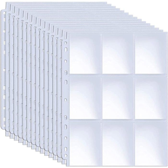 Protège-Cartes 32 Pièces 576 Poches Recto Verso Feuilles Reliure Transparent Jeu