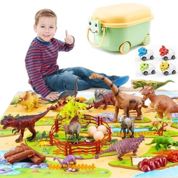 Jouets dinosaures pour enfants avec tapis dactivités cadeaux pour enfants garçons et filles (67 pièces)