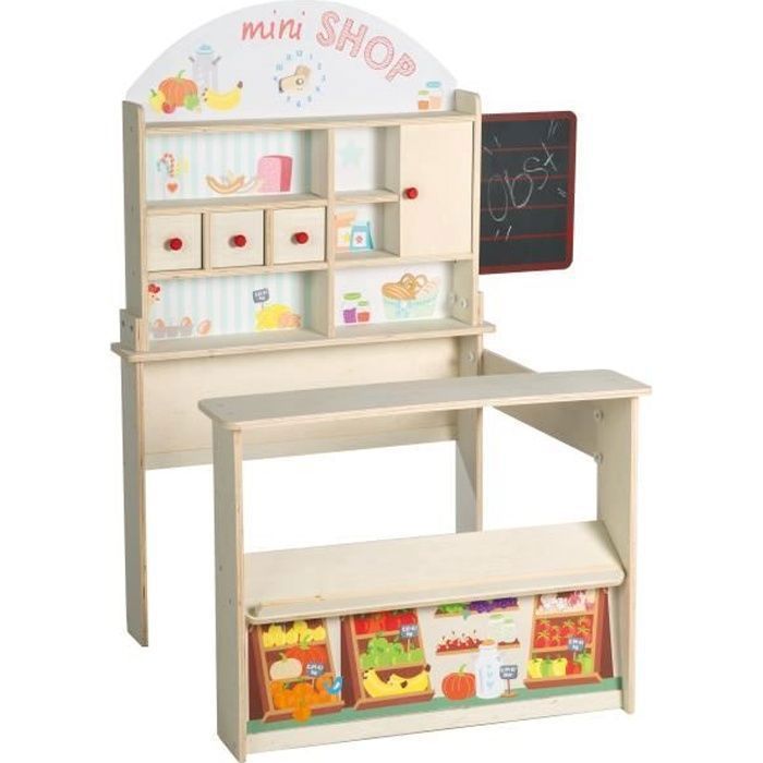 Marchande en Bois - ROBA - Minishop - Comptoir et Tableau - À Partir de 3 Ans