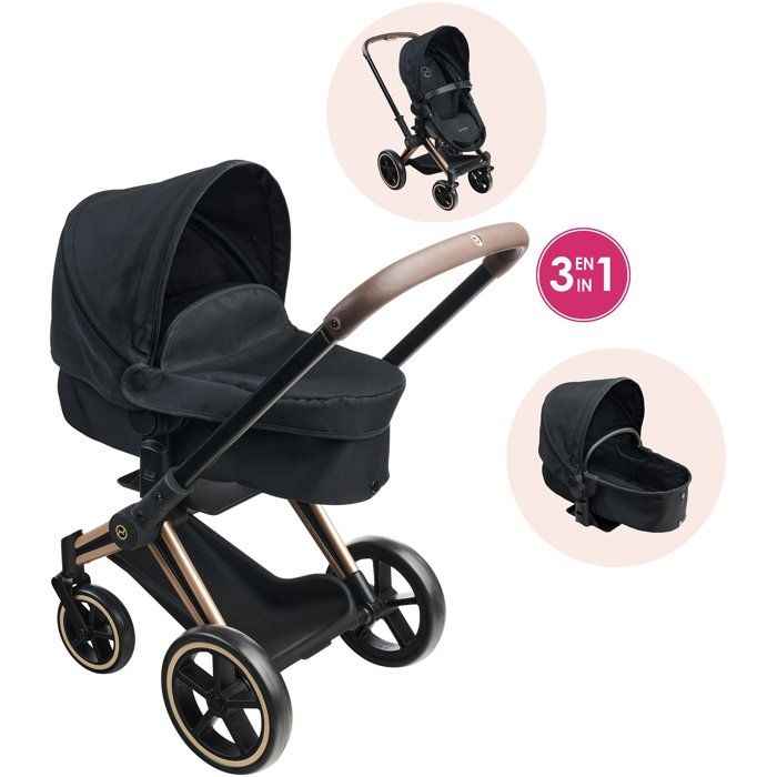 Landau 3-en-1 - COROLLE - Cybex Priam - Pour poupons de 36 à 42 cm - Gris - Dès 3 ans