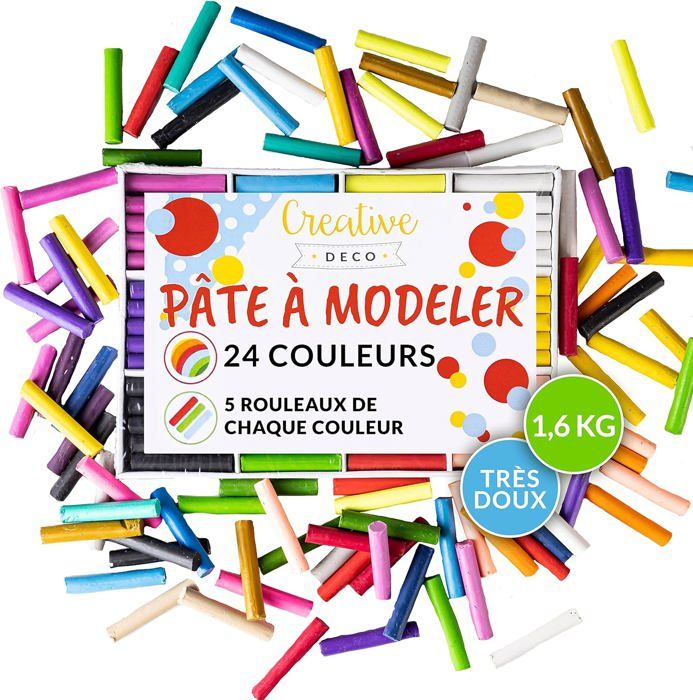 Creative Deco Set de Pate a Modeler pour Enfants  24 Couleurs  Pâte à Modeler Non-Toxique et sans Gluten  Loisir Créatif