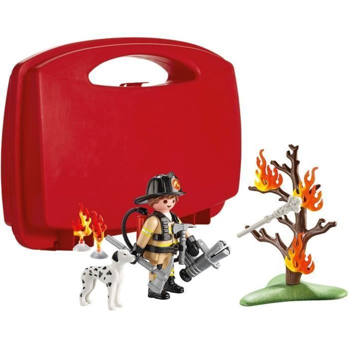 PLAYMOBIL City Action 70310 – Nacelle de pompier rouge avec mallette dès 4 ans