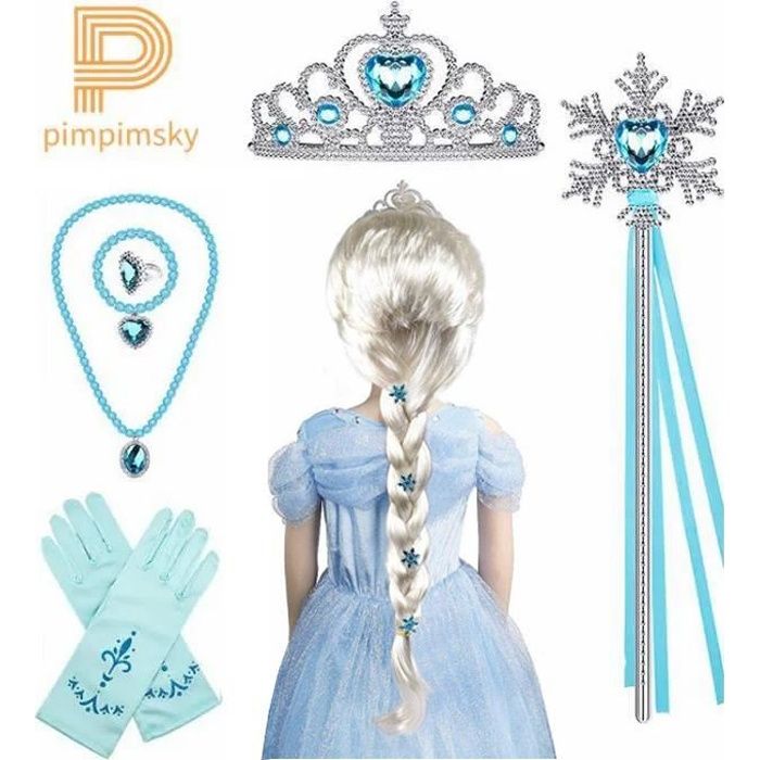 PIMPIMSKY Princesse Accessoires 8pcs Diadème Collier Boucles doreilles Anneau Gants pour Cosplay Carnaval Fête Party danniversair