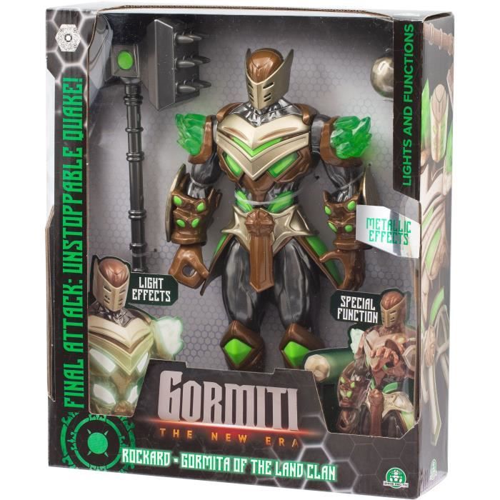 Figurine articulée - GORMITI - Gormiti avec attaque lumineuse Terre - Rockard - 27 cm - À partir de 4 ans - GRV074