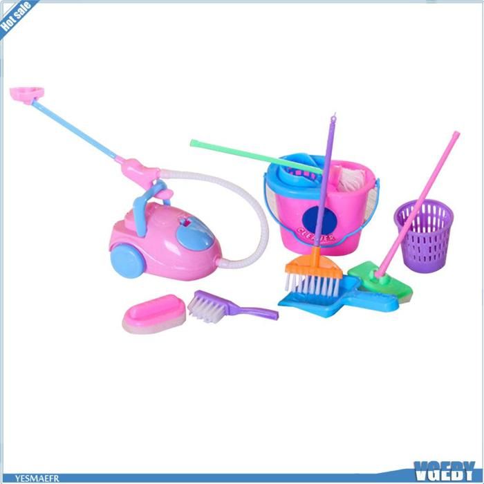 Ensemble doutils de nettoyage pour mini maison de poupée 9 pièces jouet de balai à vadrouille miniature pour un jeu imaginatif