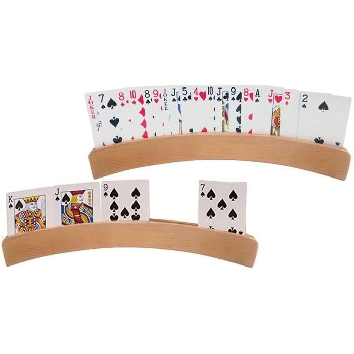 Lot de 2 supports en bois pour cartes à jouer en forme de poker Pour enfants adultes et personnes âgées