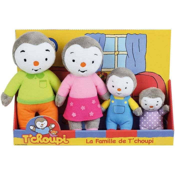 Coffret famille 4 Peluches - TChoupi - JEMINI - +/- 19 cm