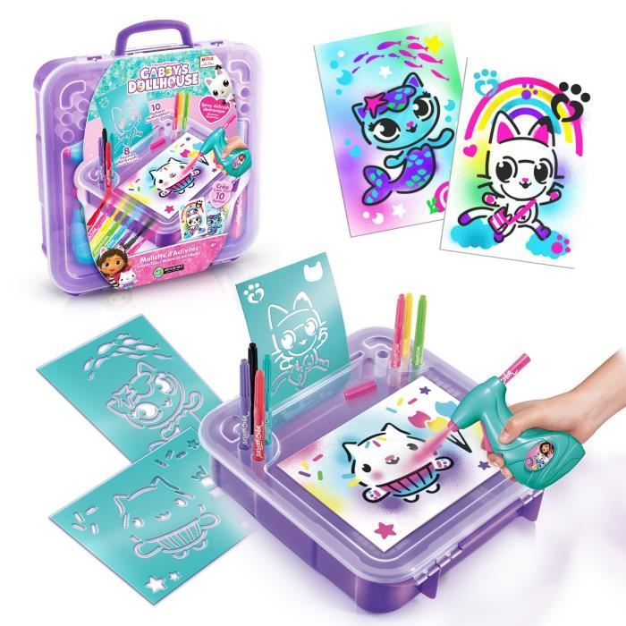 Canal Toys - Gabby et la Maison Magique - Mallette dactivités avec aérographe électronique pochoirs et feutres - GAB 024
