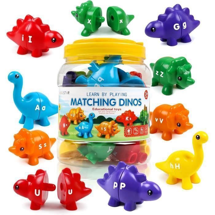 Montessori Jouet éducatif alphabétique ABC Dinosaur Match Game pour Tout-Petits à partir de 3 ans