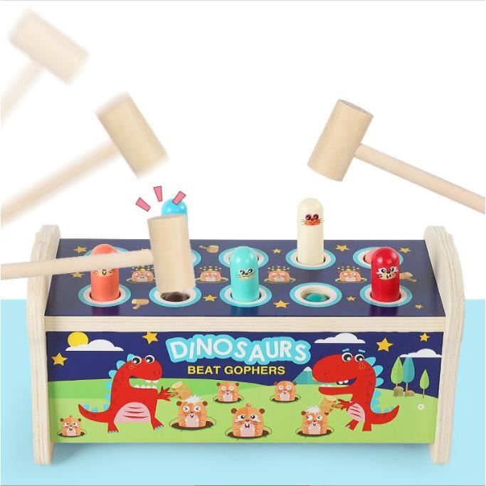 Jouet éducatif en bois - Montessori - Marteau et xylophone - Pour bébé de 1 à 6 ans - Couleur rouge