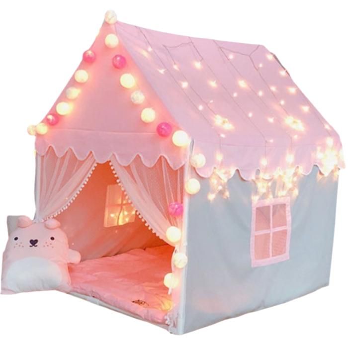 Tente jeu enfants princesse grande tente château fées rose rideau fenêtre
