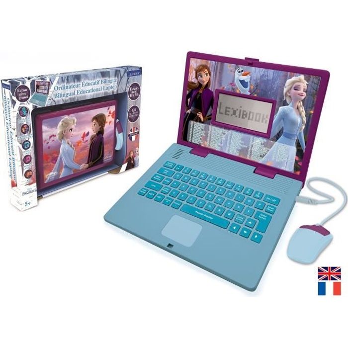 LEXIBOOK - Ordinateur éducatif bilingue La Reine des Neiges - 124 activités (Français/Anglais) - Dès 4 ans