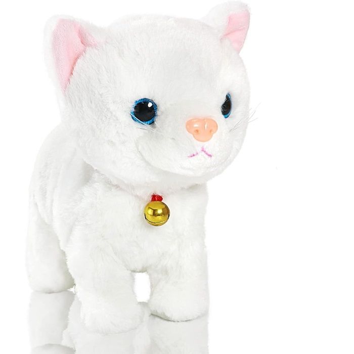 Jouet animal en pelucheChat électronique interactif - Miaulements - Cadeau compagnon pour enfants  Jouet 3+ Ans (blanc)