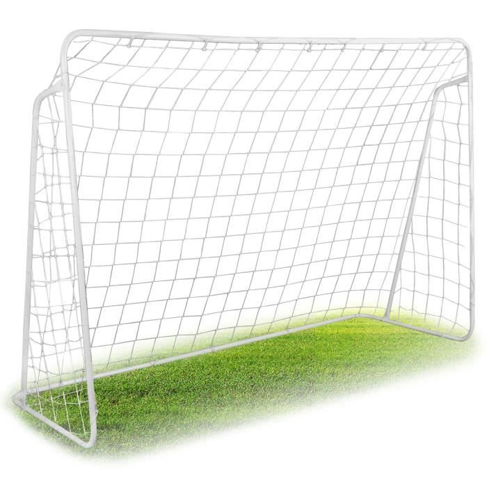 But de football - Neo-Sport - 300x200x120 cm - Cadre en acier - Filet en PE - 6 chevilles incluses - Blanc - Léger