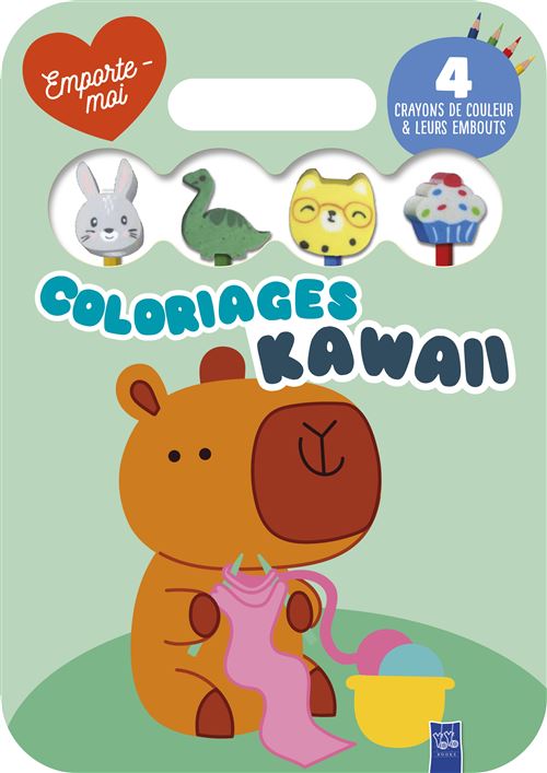 Capybara - Emporte-moi-Coloriages kawai Livre avec 4 crayons de couleur -  Collectif - Yoyo Books - Boîte ou accessoire - Jeux livres objets
