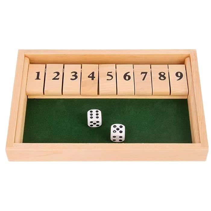 Jeu de société - Shut The Box - Bois Classique - Jeu de dés - Éducatif pour enfants