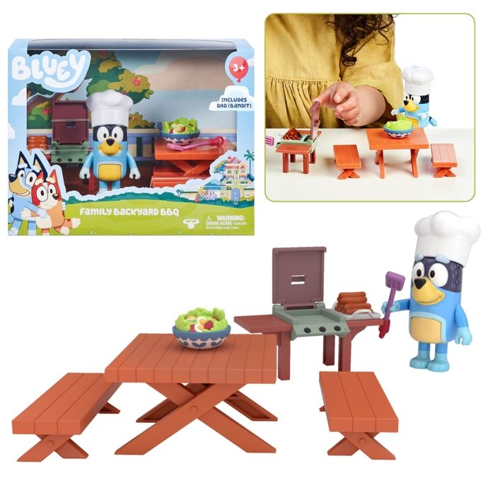 Bluey Family barbecue backyard figure set figurines pour enfants pièces mobiles 3+