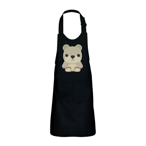 Fabulous Tablier Cuisine Enfant 2 Poches Noir Ourson En Peluche Dessin Mignon - Haut de gamme