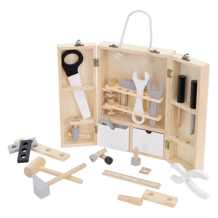 Joyz Boîte à Outils pour Enfants avec 8 Outils Mallette en Bois Jouet Montessori 1 An + Jouets Pédagogiques/Educatif Caisse à Ou