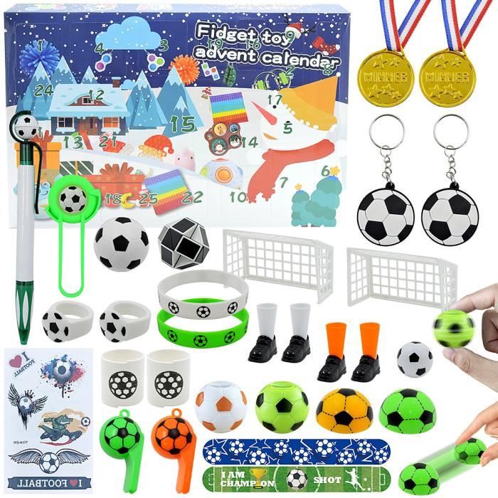 Calendrier de lAvent - 24 pièces - Jouets de football - Multicolore - 3-12 ans