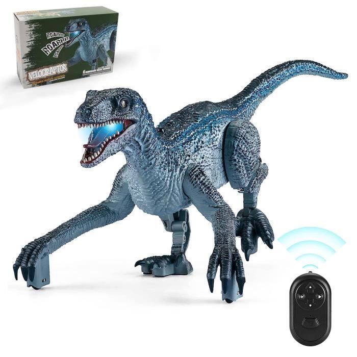 Jouet dinosaure électrique jouet dinosaure robot radiocommandé avec marche lumière et aboiement- convient pour les 3-9 ans