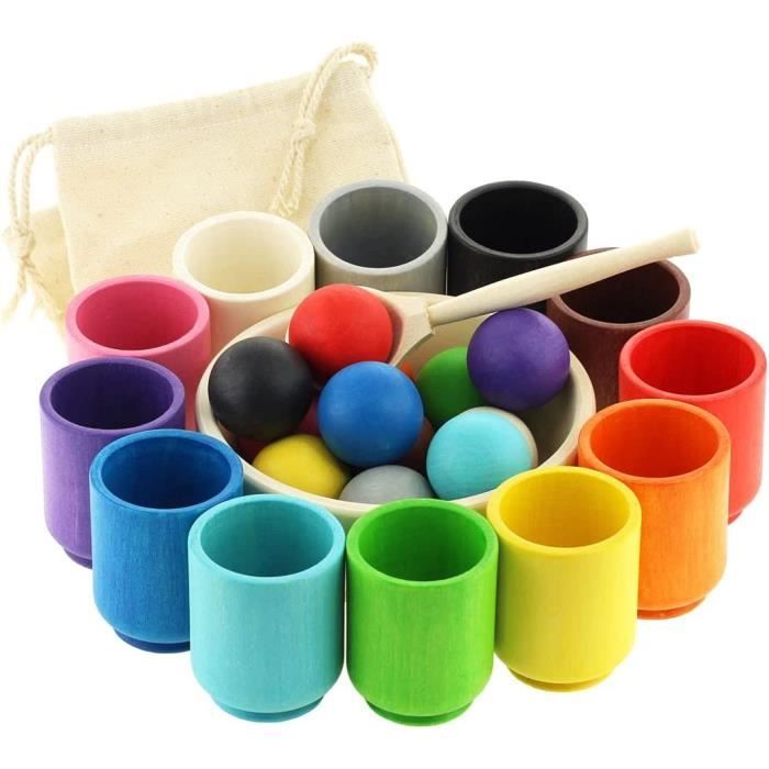 Jouet Montessori - Balles dans des Tasses - Tri et Comptage - Éducation Préscolaire - 12 mois et plus