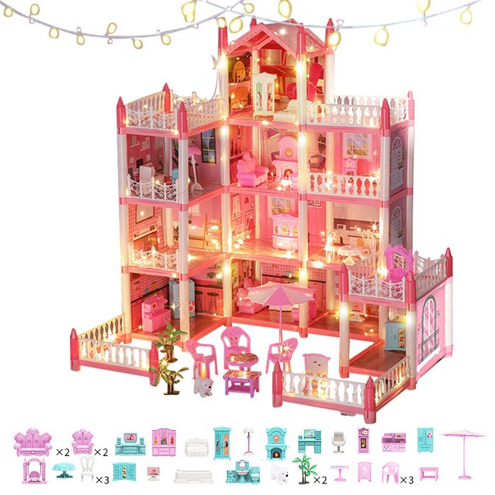 Maison de Poupée pour Filles PIMPIMSKY Maison de Rêve avec Poupée et lumière Jouet Fille Cadeau 5-12 Ans Jouet Enfant