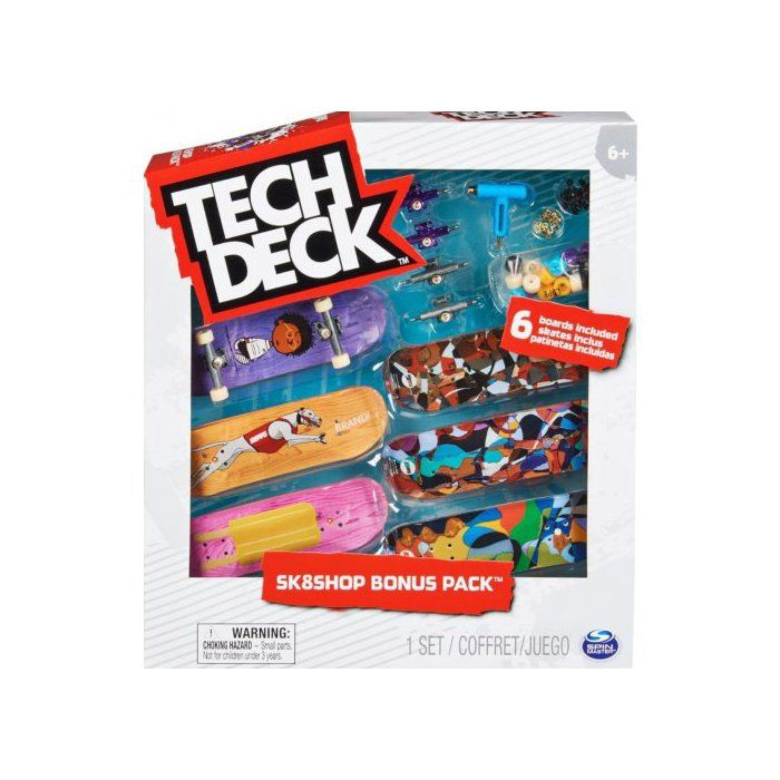 Coffret Tech Deck Primitive Hopps : 6 Mini Skates + Accessoires - Mini Skate A Doigt 96 MM - Pack Skateshop Finger + 1 Carte