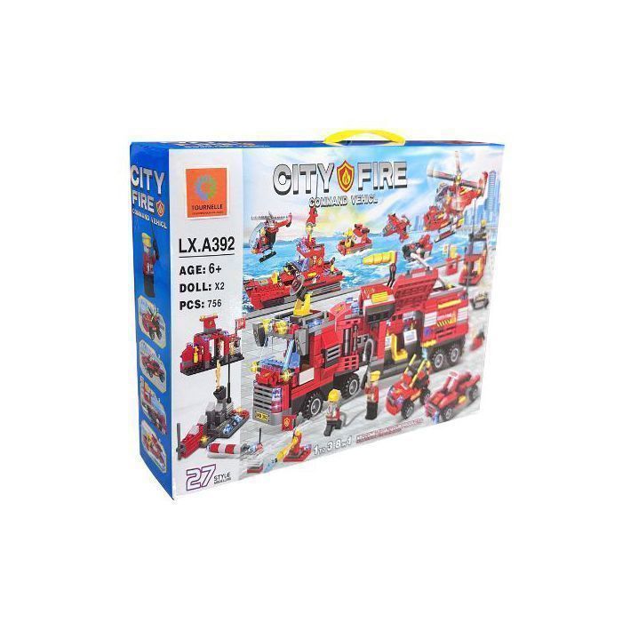 Jeu de Construction Caserne de Pompiers–Camion Hélicoptère Bateau & Figurines –Jeu Éducatif Enfant 6+ Ans  756 pièces