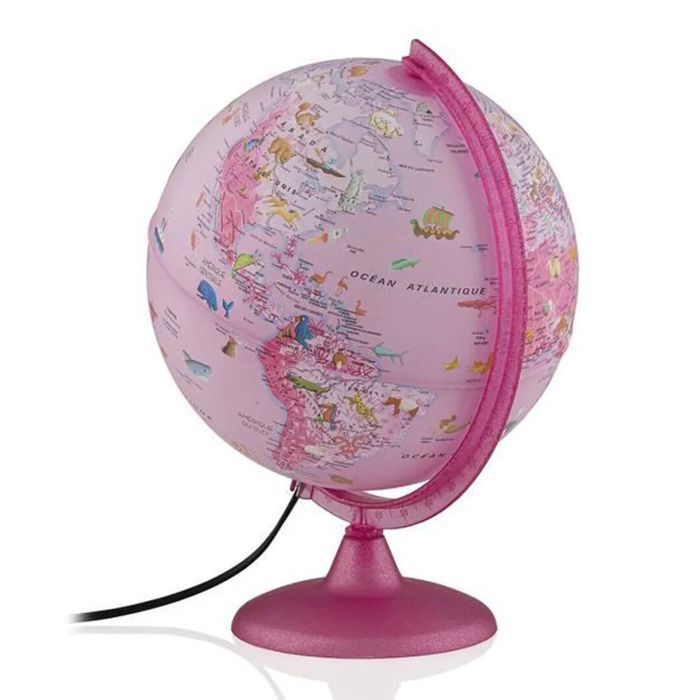 TECNODIDATTICA - Globe terrestre PINK ZOO lumineux 25 cm illustré