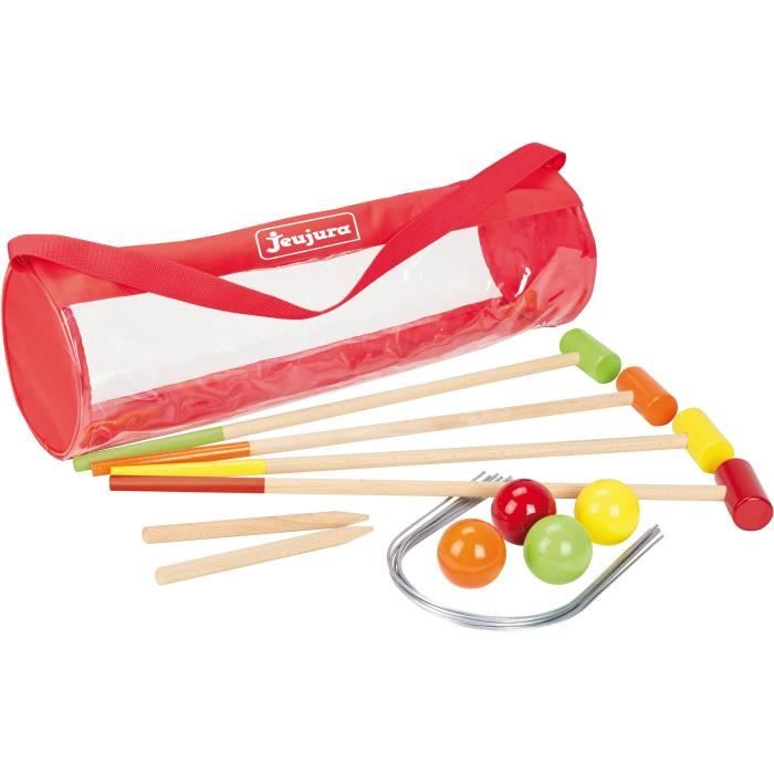 Jeu de croquet en bois pour enfants - JEUJURA - 4 joueurs - Sac de transport