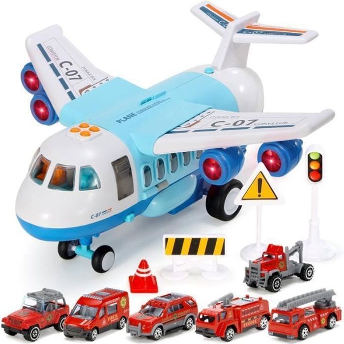 Voitures Jouets Pour Enfant Avion Jouet Transporteur de Voitures Avec Lumières et Sons pour Garçons et Filles de 3 Ans et Plus