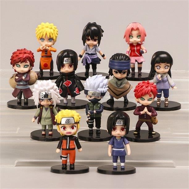 Figurine 12pcs Naruto Anime Charaktere Figurines de Version Q modèle  Figurine PVC Ornements de décoration Jouets à Collectionner