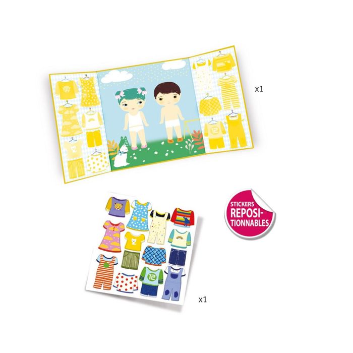 Stickers - DJECO - Les habits - Bois - Mixte - Vert - Multicolore - A partir de 18 mois