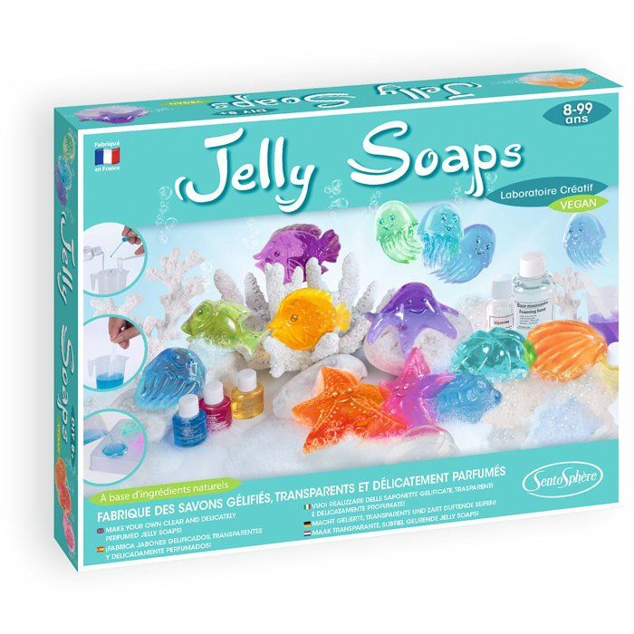 Jelly Soaps - SENTOSPHERE - Crée tes propres savons - Tous les éléments sont inclus pour la création - Dès 8 ans
