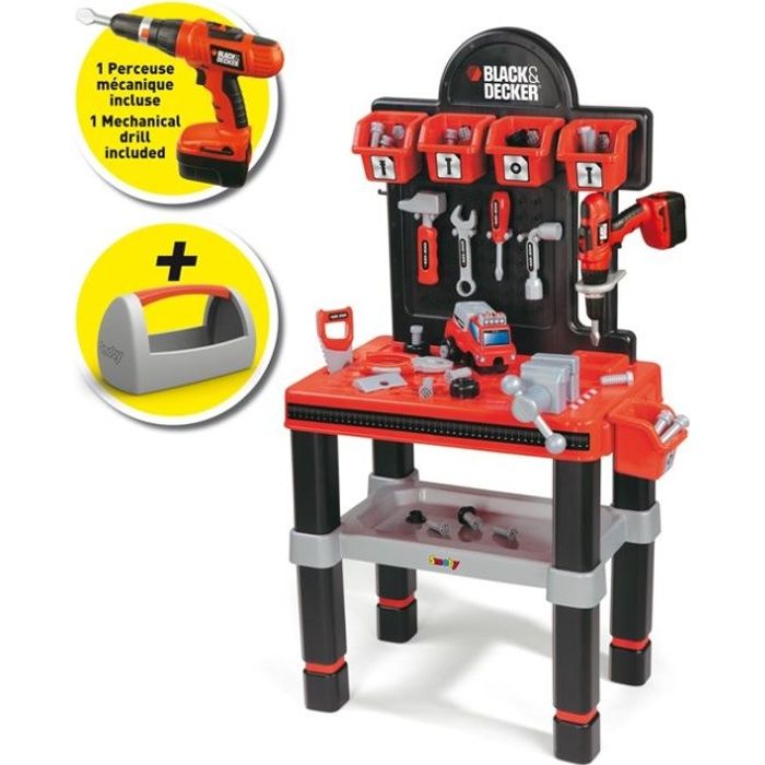Etabli enfant Smoby Bricolo Center Black & Decker - Rouge - 60 accessoires inclus - A partir de 3 ans