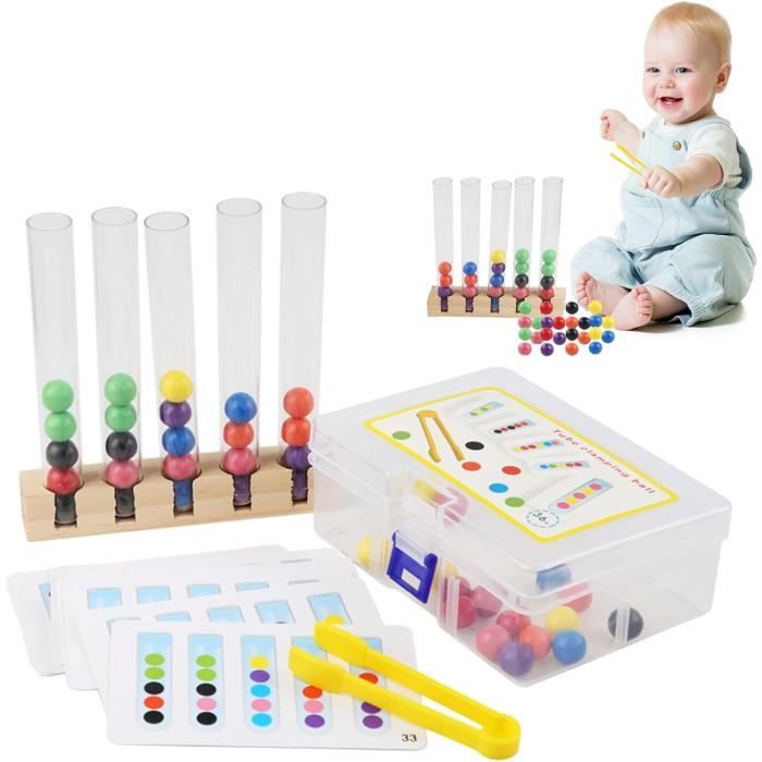 Jouet éducatif - Tube à essai de perles - Couleurs variées - À partir de 18 mois - Mixte