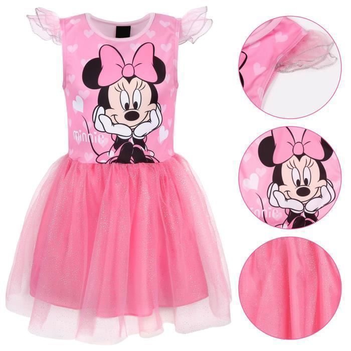 DISNEY Minnie Mouse robe en tulle rose à manches courtes robe pour fille