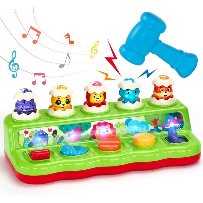 Jouet Bebe 1 an Jouet Montessori Pop Up avec Animaux Musique et Lumières Jeux Enfants 1 2 3 Ans Cadeau Bebe Fille Garcon