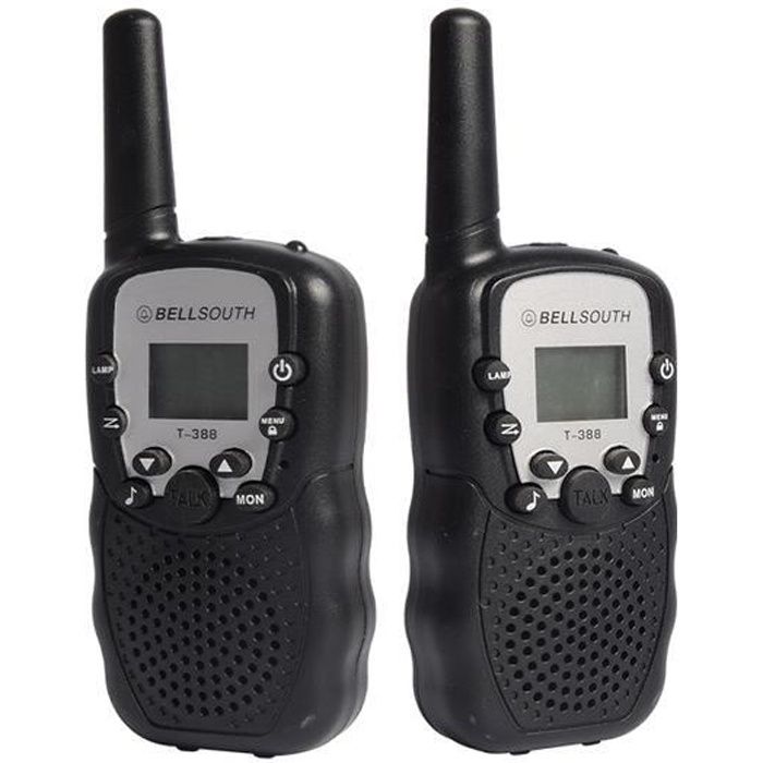 2 Pcs Talkie-Walkie Enfant Jouet PMR Système 2-Way Radio Walky Talky Distance 1 Km avec LED Torche Function (Noir)