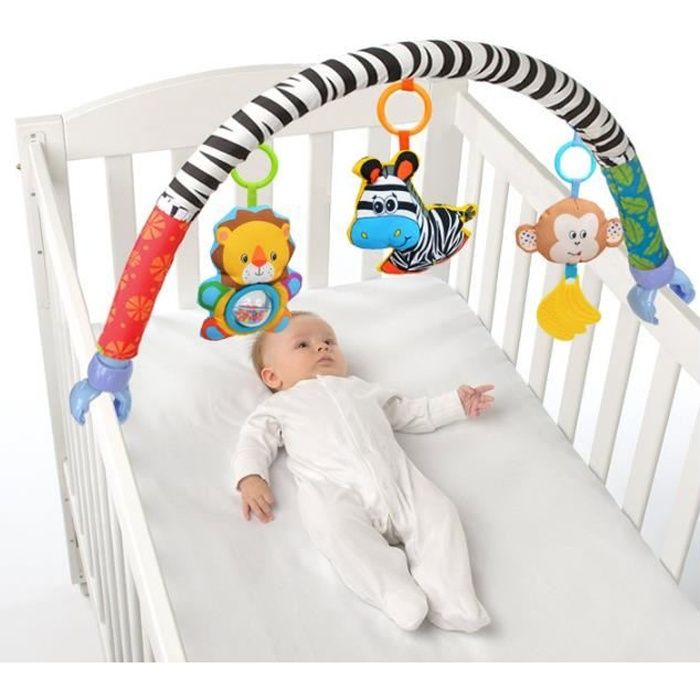 Arche Universelle DEveil de Jeux Bébé Barre Poussette Lit Bébé Suspendu Peluche Jouet Bébé Zèbre