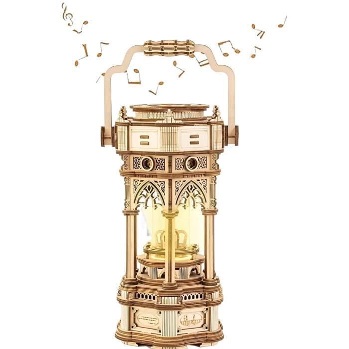 Puzzle 3D en bois - ROBOTIME pour adultes pour construire une boîte à musique lanterne victorienne - kits de modèles